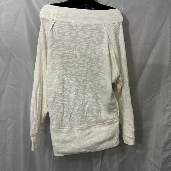We The Free Off Shoulder Slouchy XS Cream Long Sleeve Tunic Raw Hem Oversized - Picture 1 of 3